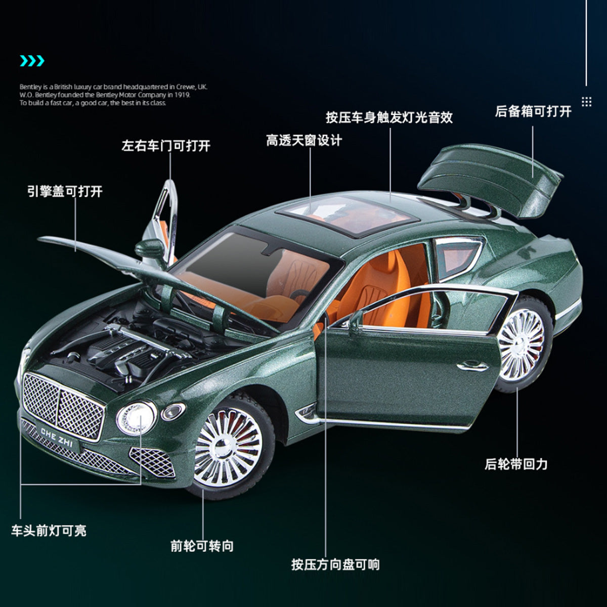 NIKOLATOY Alloy 1/24 Bentley Continental Model Car - Nikola Toy