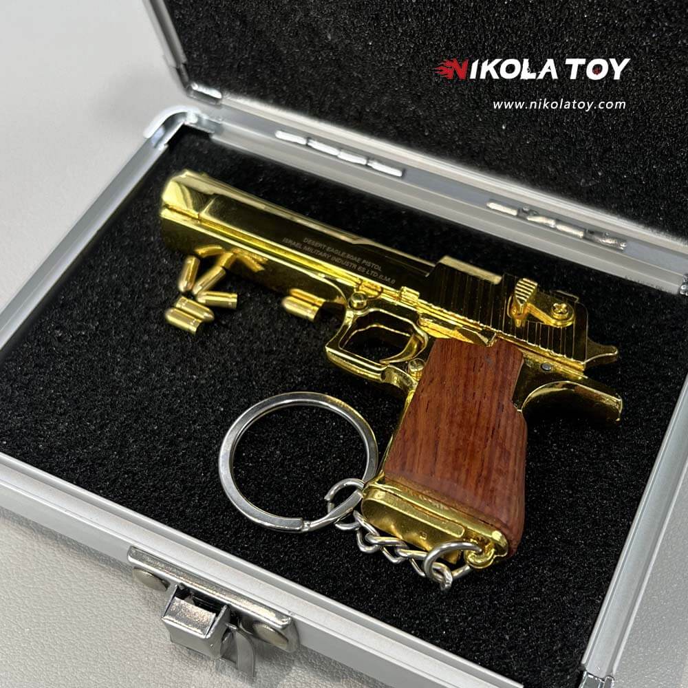 18K Gilded Desert Eagle Keychain - Nikola Toy