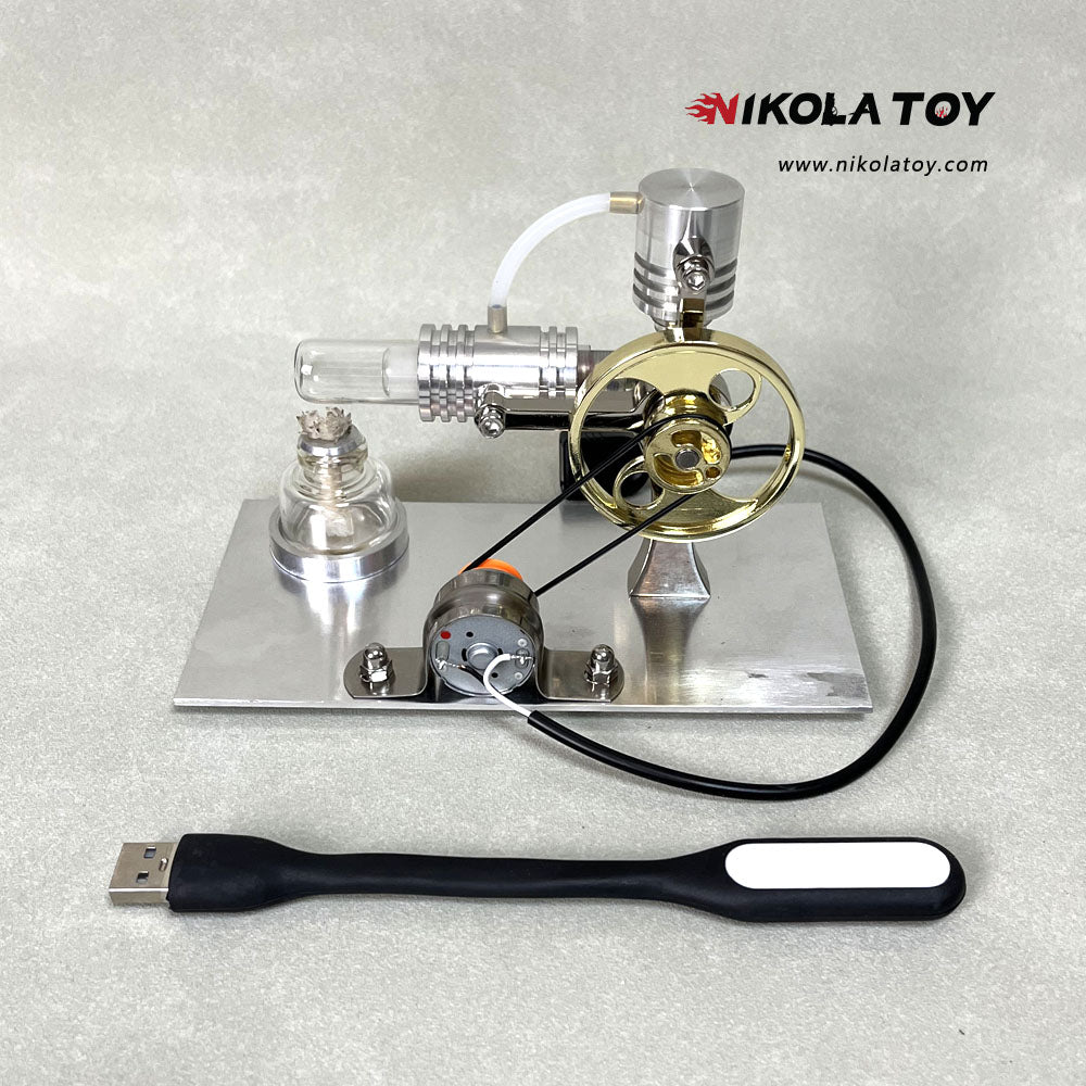 L-type Stirling engine model - power generation+LED light - Nikola Toy